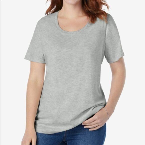 Woman Within Gray Scoop Neck Tee Shirt Plus Size 2X - Picture 1 of 4